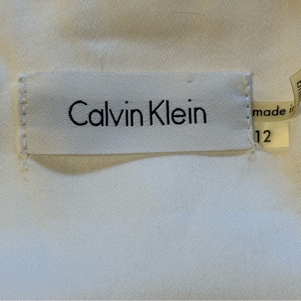 Calvin Klein Sleeveless Double Breasted Coat Dress White With Belt Size 12 - Picture 2 of 8